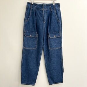 Happy Nature X Kate Hudson Adventure Cargo Belted Denim Jeans Wide Leg Size 14